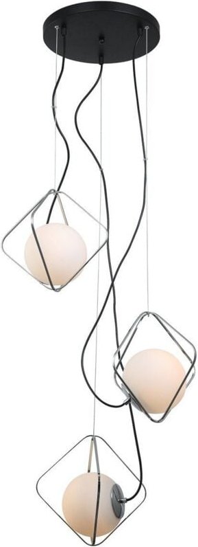 Canto - Moderner hängender Anhänger Chrom, Schwarz 3 Licht mit weißem Schatten, E27 dimmbar - Italux