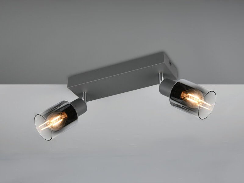 Reality Leuchten - 2-flammiger Deckenstrahler cadiz mit Chrom Glasschirmen, Breite 27cm