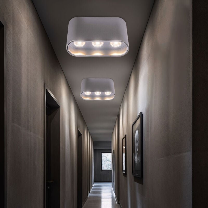 Globo Lighting - Deckenlampe led Deckenleuchte Flurlampe Aufbauleuchte grau silber Wohnzimmerlampe, 7W 421lm warmweiß, l...