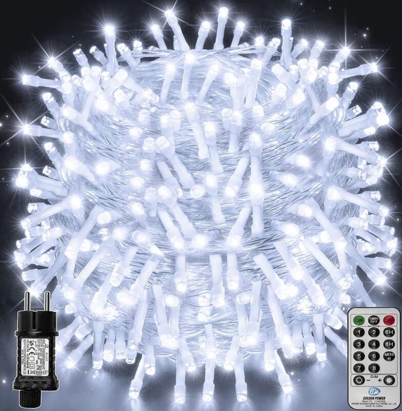 LED-Weihnachtslichterkette, 100 m, 1000 LEDs, IP44, wasserdicht, mit Fernbedienung, 8 Modi, Party-Dekoration für Weihnac...