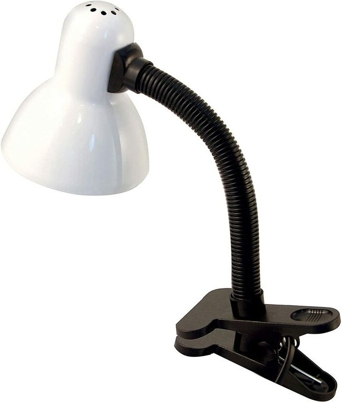 Tischlampe Weiß Mit Clip E27 Anschluss Charleston Modell