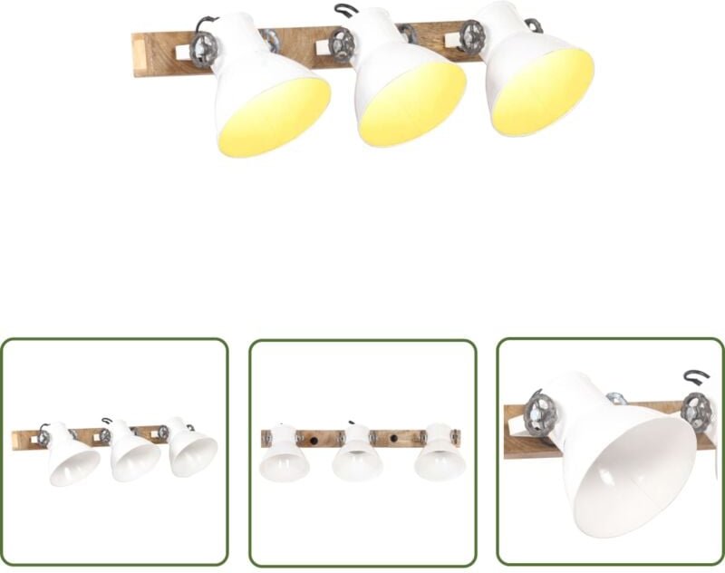 The Living Store Wandlampe Industriestil Weiß 65x25 cm E27 - Industrielampen - Wandleuchte - Wohnraumbeleuchtung - Esszi...