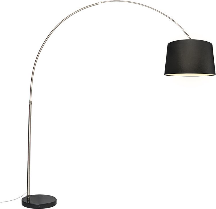 Bogenleuchte Stahl Stoffschirm schwarz 45 cm - xxl