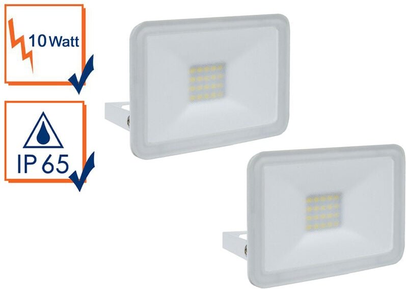 Meinewunschleuchte - 10 Watt led Strahler 2er set, 5000 Kelvin Neutralweiß, IP65, 9x12cm