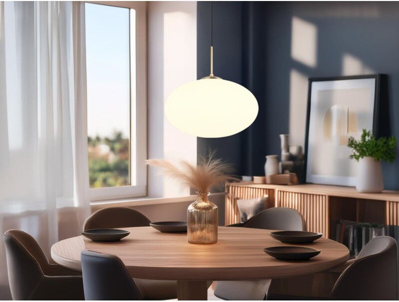 Retro led Pendelleuchte Messing mit Glaskugel Lampenschirm, ø 40cm