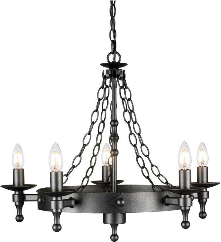 Elstead - Warwick - 5 Light Chandelier Graphite Black Finish, E14