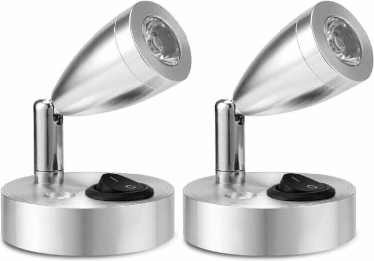 12V LED Spot Leselampe mit verstellbarem Schalter Warmes Licht für Wohnmobil, Van, Boot LED-Innenbeleuchtung (2 Stück) -...