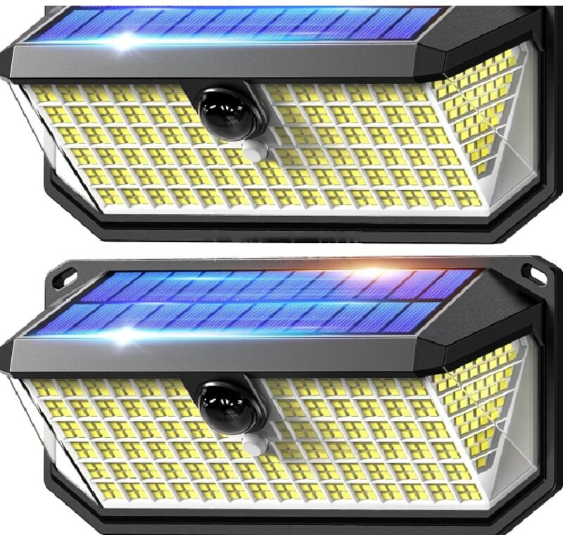 Solarleuchten für den Außenbereich, 4200 lm, 416 LEDs, 300°-Beleuchtung, 3 Modi, mit Bewegungsmelder, IP66 wasserdichtes...