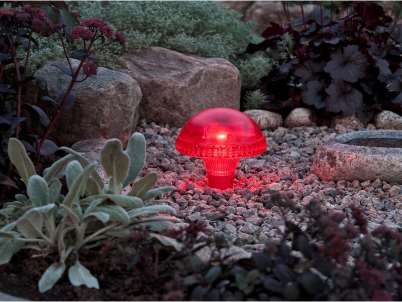 Led Solarleuchte assisi, Rot mit Erdspieß Höhe 27,5 cm