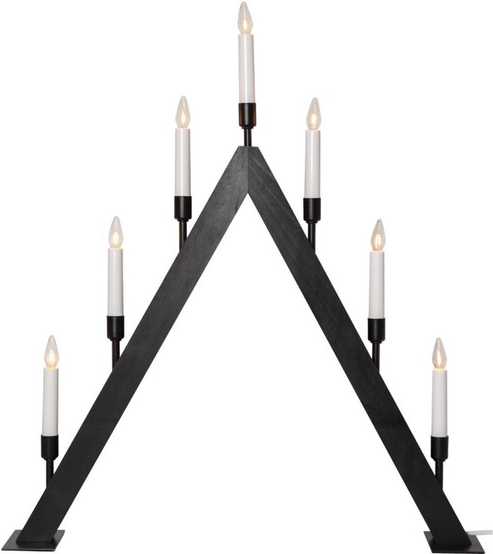 Lichterbogen ,Vind', 7-flammig, Holz, schwarz gebeizt - Star Trading