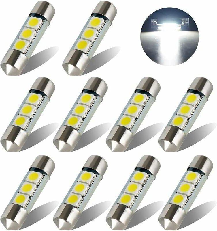36 mm 5050 LED-Kennzeichenbeleuchtung für Autos, Innenraumbeleuchtung, Weiß, 6000 K, Sternenlicht, 10 Stück