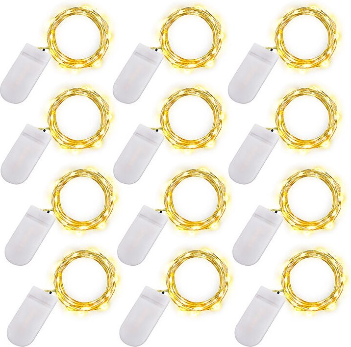 Beijiyi - LED-Lichterkette – 2 m, 20 LEDs, batteriebetrieben, Kupferdraht, wasserdichte Lichterkette für Urlaub, Hochzei...