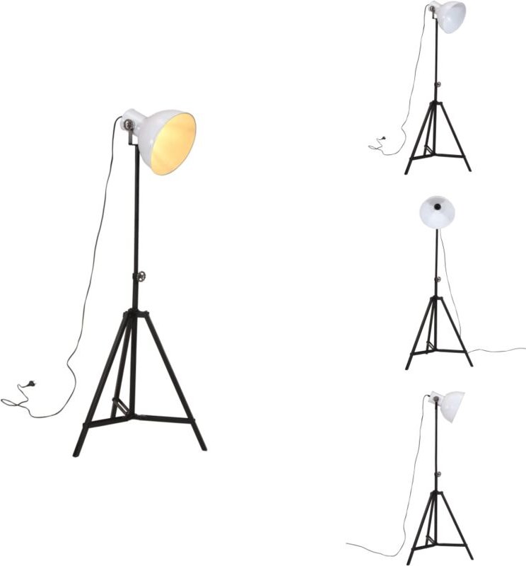 Stehleuchte 25 W Weiß 61x61x90/150 cm E27 - Industrielampen - Stehlampe - Wohnraumleuchte - Büroleuchte - Metalllampe
