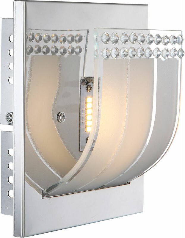 Wandlampe Wandleuchte Nachtlicht Schlafzimmerlampe Kristalllampe Kristallleuchte, Glas Kristalle klar satiniert, 1x led ...