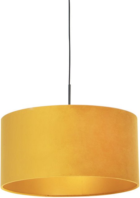 Hängelampe mit Veloursschirm gelb mit Gold 50 cm - Combi