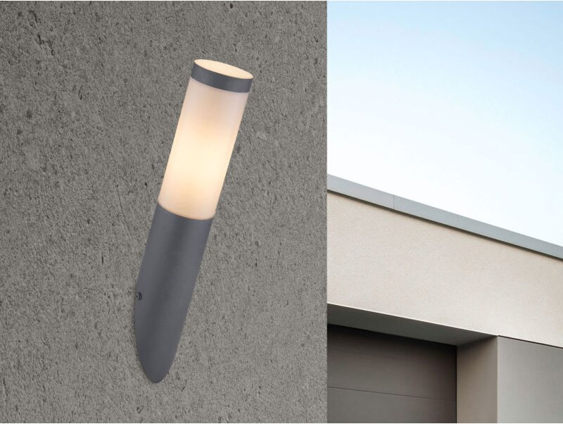 Thumbnail - Außenwandleuchte boston aus Edelstahl in Anthrazit & Opal, Höhe 39cm