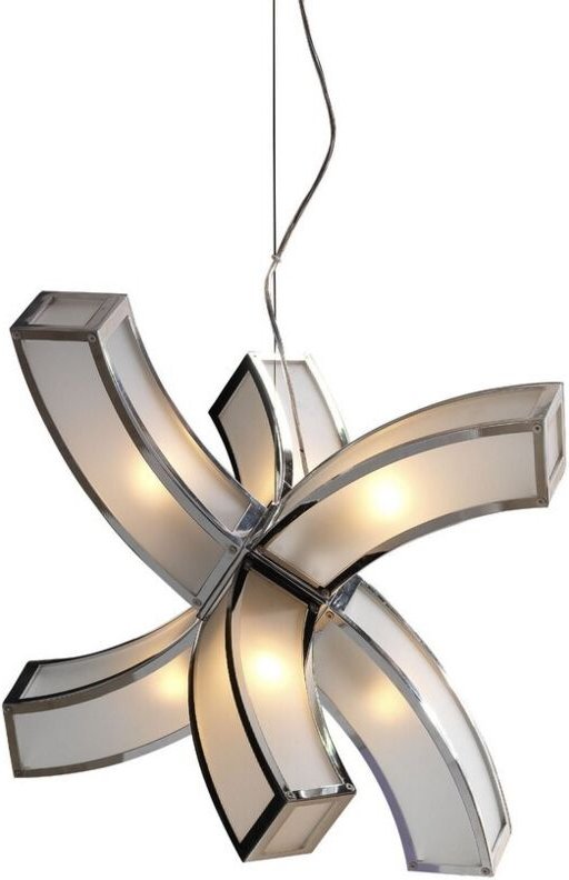 Inspired Mantra - Duna - E27 Deckenanhänger 6 Arme 6 Licht E27, poliertes Chrom, weißes Acryl