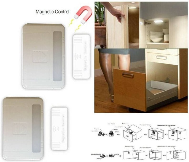 Trade Shop Traesio - Trade Shop - paar leuchten mit 6 leds magnetsensor schrank schublade möbeltür 6000K -