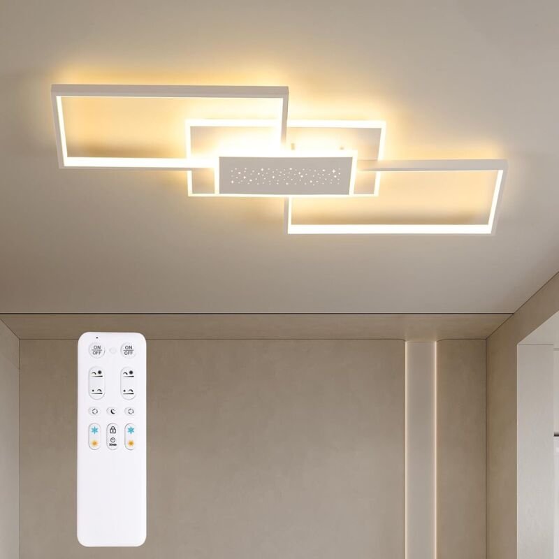 Antenlicht LED Deckenleuchten 50W Wohnzimmerlampe 80cm Deckenlamape mit Fernbedienung 3000K-6500K Pendelleuchte für Wohn...