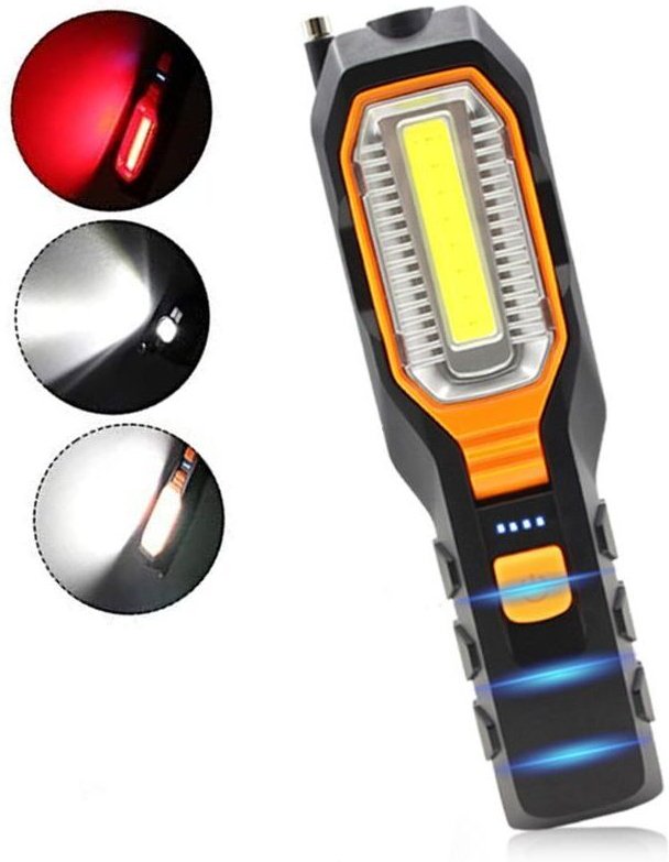 Superhelles COB-LED-Arbeitslicht, wiederaufladbar über USB, tragbar, mit Magnetfuß, geeignet für Auto, Garage, Werkstatt