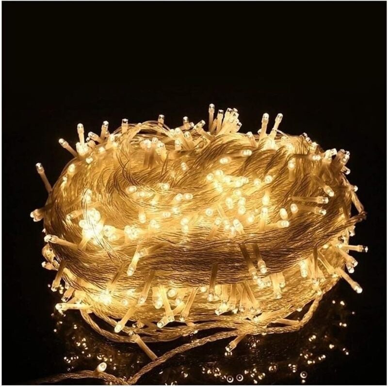 Lichterkette mit Stromversorgung – 100 m – 600 LEDs – 8 Modi für die Weihnachtsbaumdekoration – Warmweiß