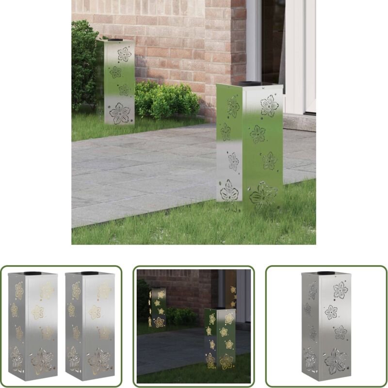 vidaXL LED-Wegeleuchten - Solar LED Weg Licht 2 pcs Silber Edelstahl