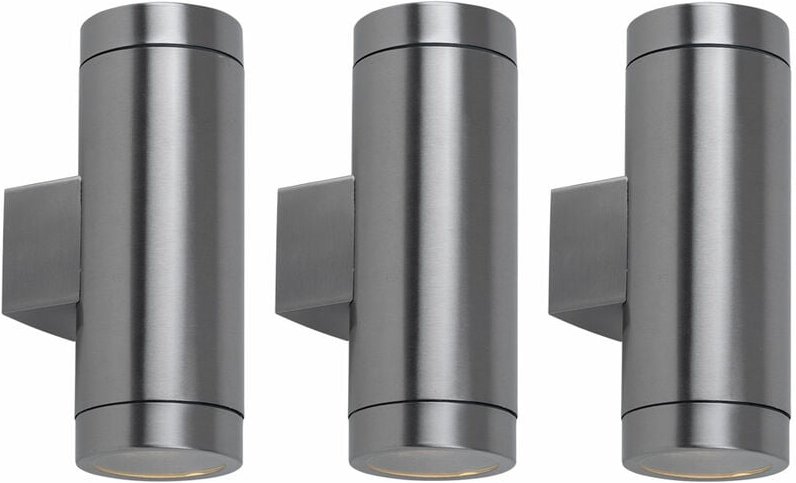 3er Set Up Down Wand Strahler Edelstahl Fassaden Beleuchtung Haus Tür Außen Lampen Spot Leuchten