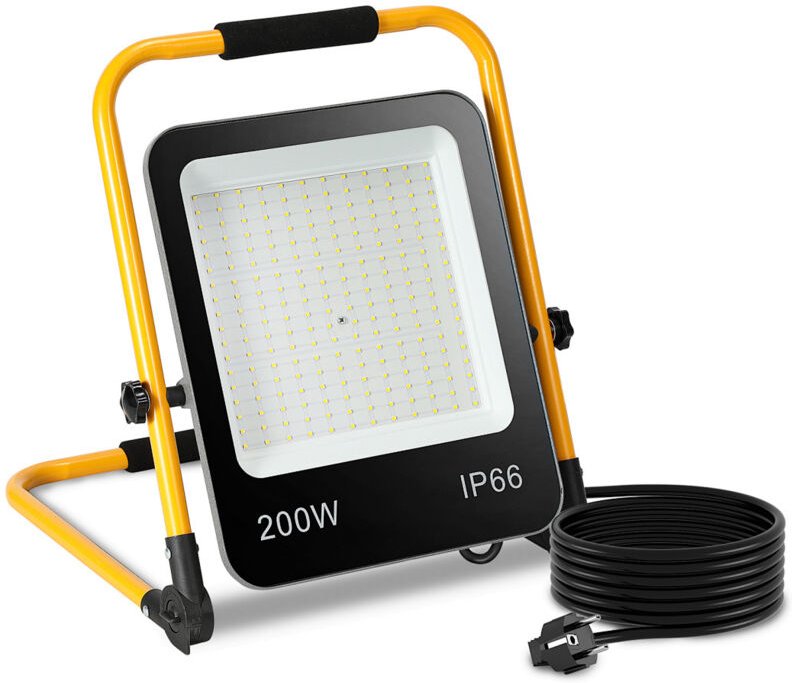 Randaco LED Baustrahler Fluter stativ 6000K Austellenlampe LED Fluter Floodlight IP66 200W