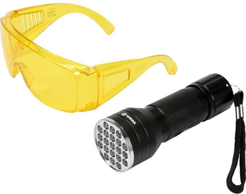 Set uv-taschenlampe 21 leds und brille 82756 vorel