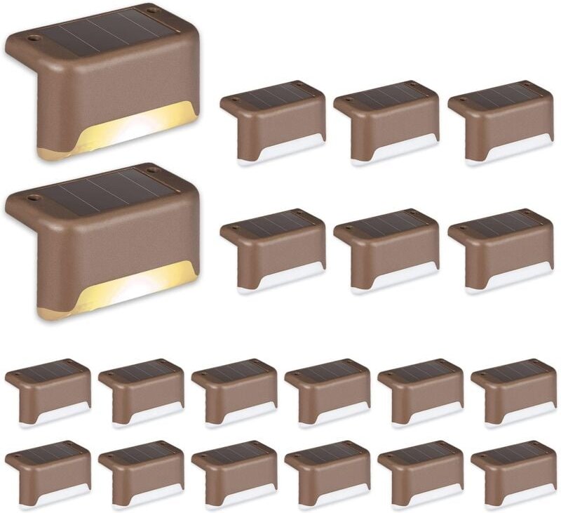 20er-Pack Solarleuchten, wasserdichte Treppenlichter für den Außenbereich für Stufen, Zäune, Hof, Terrasse und Einfahrt ...