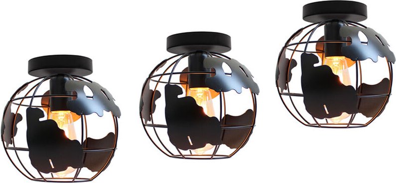 Axhup - Deckenleuchte Kugel, Deckenlampe im Ø20cm Globus Design, Industrielle Kronleuchter mit Eisen Käfig für Wohnzimme...