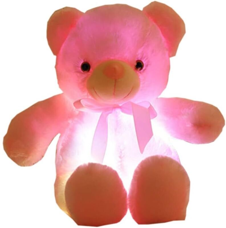 Buntes, leuchtendes Plüsch-Teddybär-Spielzeug, schlafender Panda, beleuchtetes Stofftier, Nachtlicht für Kinder