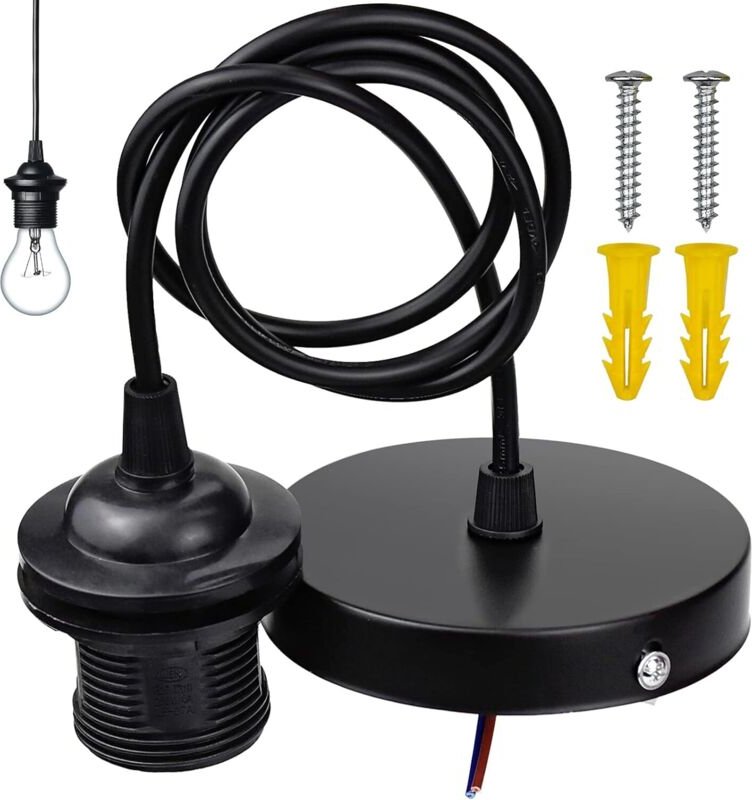 Aufhängungskabelhalterung E27 Pendelleuchtenfassung mit 1 m Kabel für Bar, Café, Bekleidungsgeschäft, Zuhause, Hotel (Sc...