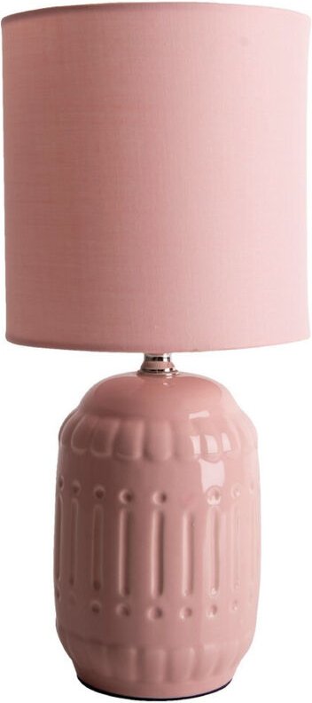 Tischlampe Tischleuchte Leselampe Keramik Nachttischlampe Textil lachs H 30 cm