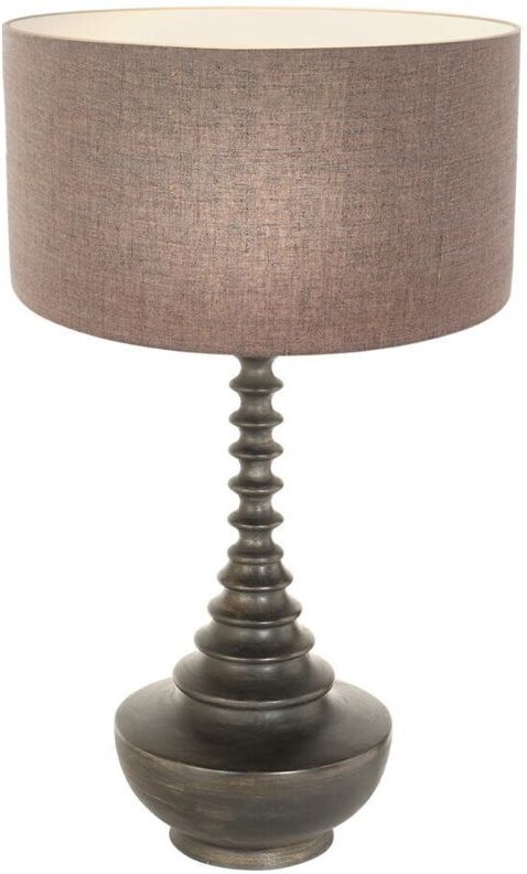 Anne Lighting - tischlampe - Bois - schwarz - holz leinen - ø