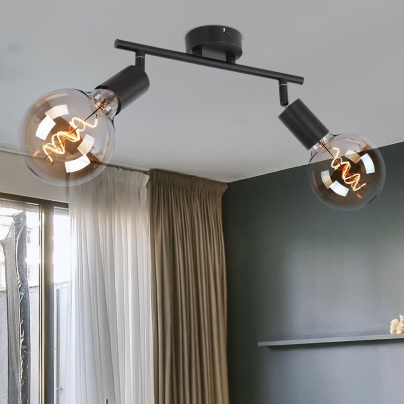Globo Lighting - Deckenleuchte 2-Flammig Spotleuchte Strahler schwenkbar Deckenlampe Spotlampe schwarz, Metall, 2x E27 F...