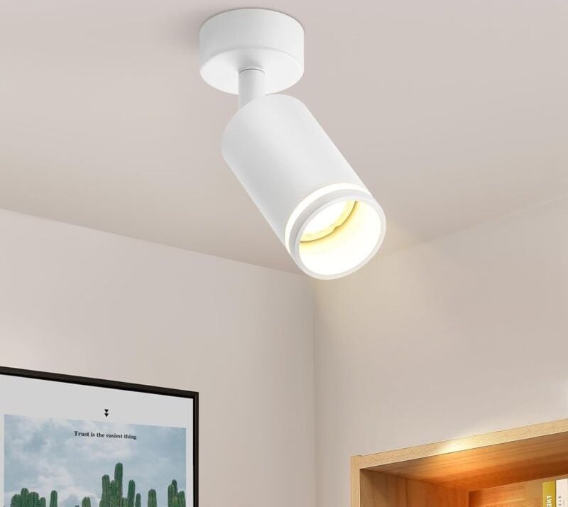 Thumbnail - Led Deckenleuchte 1 Flammig Deckenstrahler: Weiß Deckenlampe GU10 Spots Schwenkbar Wandstrahler Innen Metall Rund Decken...