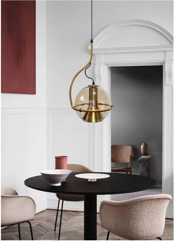 Trade Shop - Glaskugel Kronleuchter Anhänger Globus E27 verstellbare Pendelleuchte LP-87 - Gold