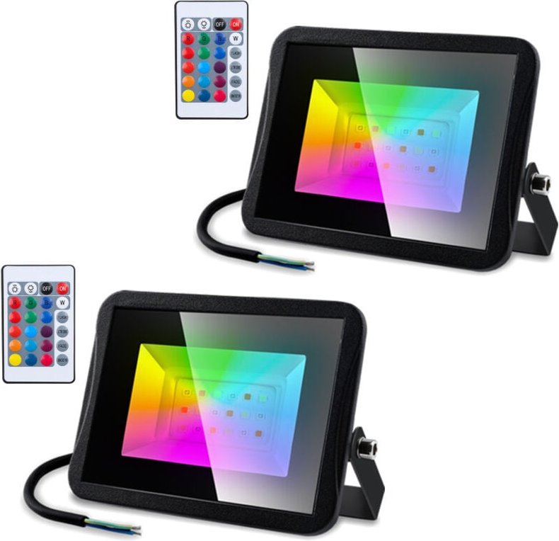 Thumbnail - SWANEW RGB Fluter Außenleuchte IP67 Strahler Lampe Baustrahler Wasserdicht Licht LED Flutbeleuchtung Scheinwerfer 2x30W