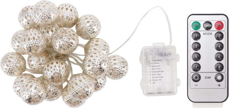 Eosnow Festivalschnur Lichter 2 20 Glühbirnen warme Weiße 8 Modi Metal Globe LED Silber für Partygartendekoration