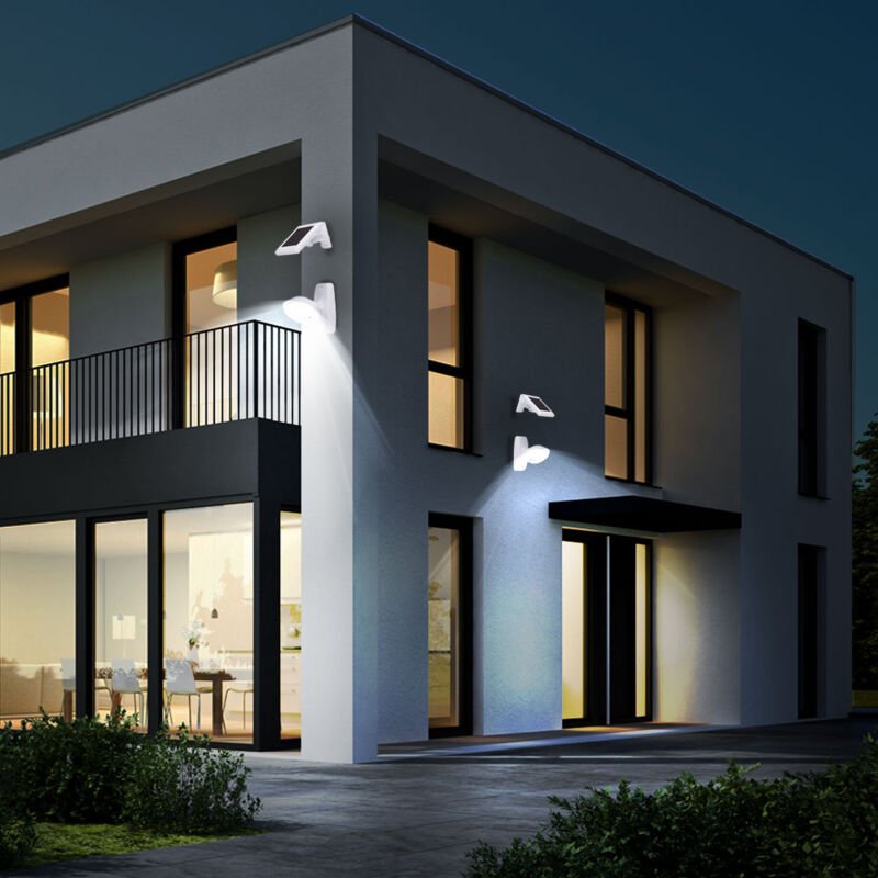 Etc-shop - 2er Set led Solar Außen Leuchten Bewegungs Senor Wand Strahler Einfahrt Beleuchtung