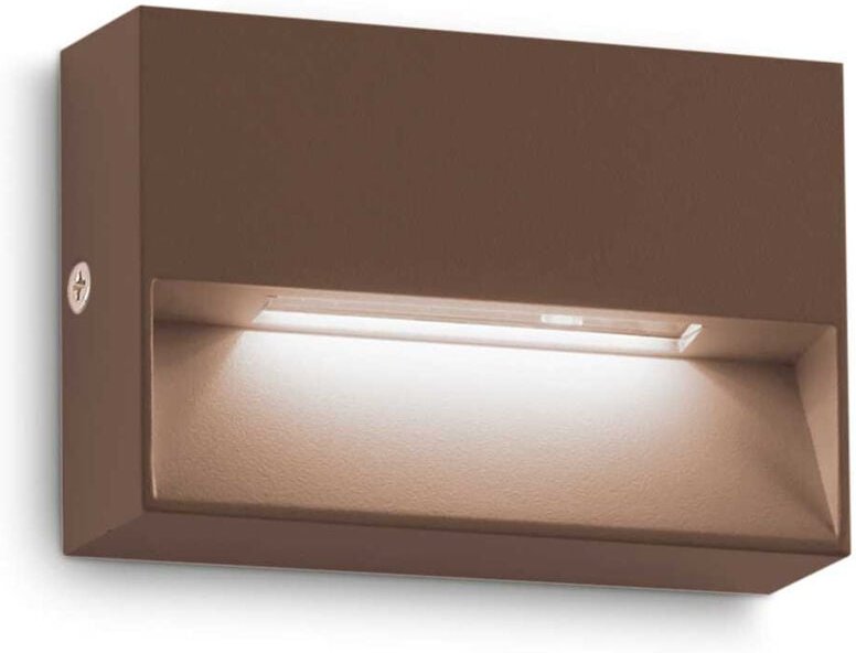 Ideal Lux - dedra Integrierte rechteckige LED-Wandleuchte für den Außenbereich, Kaffeebraun, 160 lm, 3000 k, IP65