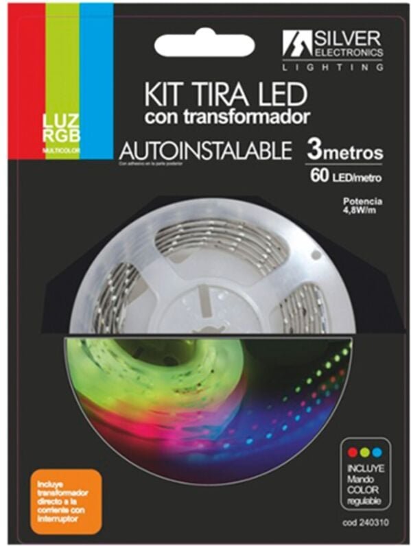 Kit strip led silver electronics 540 lm - m - 3m - 12v - 7.2w - m - rgb