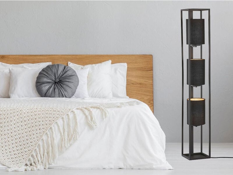 Fischer&honsel - Stehleuchte spenzer 3-flammig Schwarz Stoffschirme innen Gold, Höhe 130cm