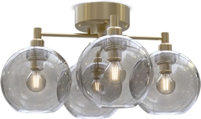 Gloria Globe Deckenleuchte Messing, Rauchglas 4x E14
