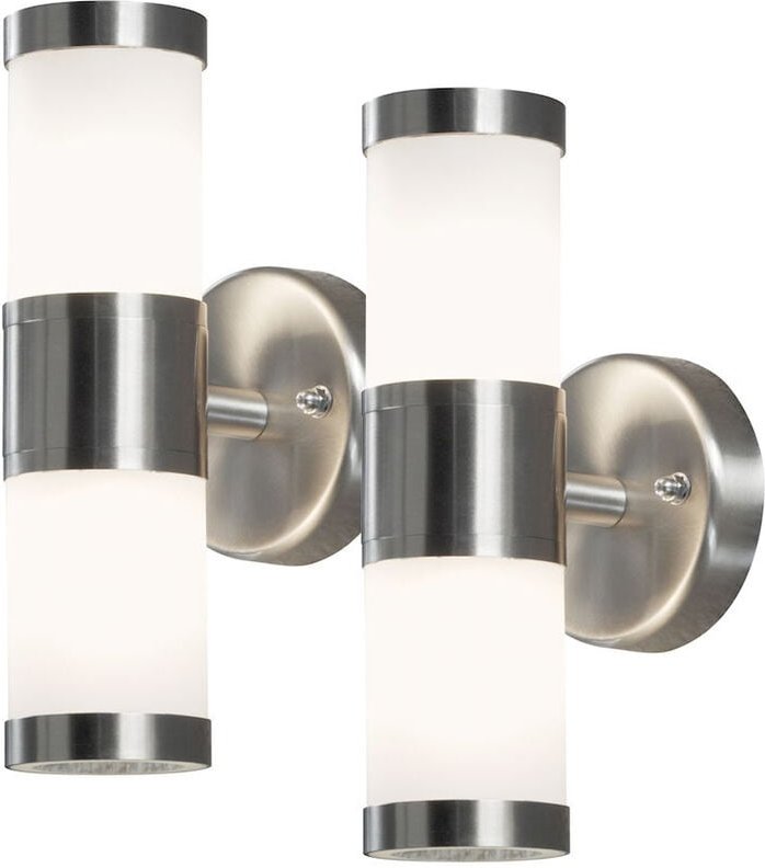 Konstsmide - 2er-Set Wandleuchten modena Up-/Down-Light, GU9, Höhe 23 cm, IP44, opales Glas