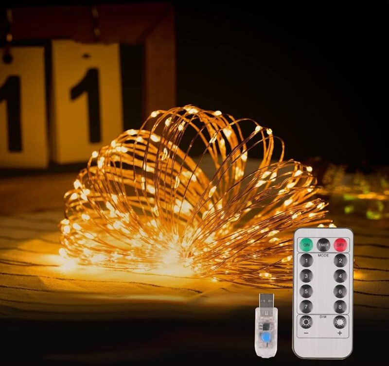 LED-Lichterkette, 20 m, 200 LEDs, USB, wasserdicht, LED-Lichterkette, wasserdicht, IP65, warmweiß, für den Innen- und Au...