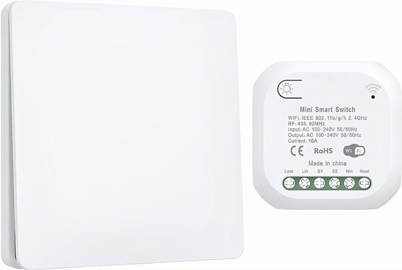 WLAN-Funkschalter, autark, keine Batterien oder Verkabelung erforderlich, einfache Installation, Fernbedienung, weißes L...