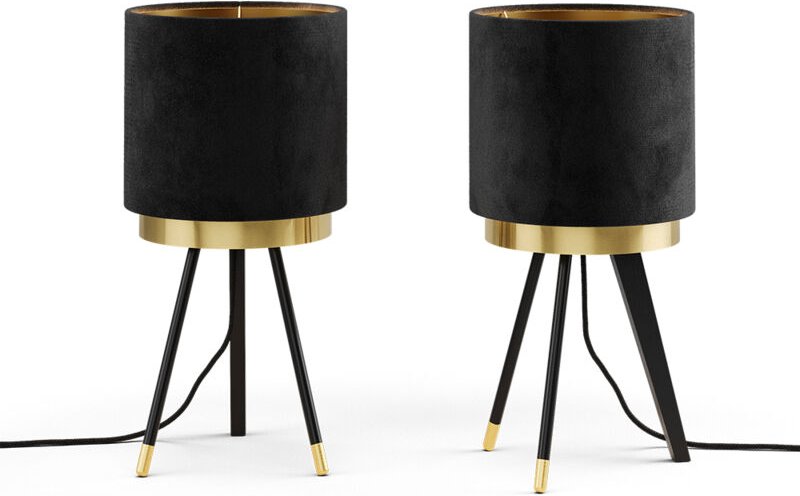 Vicco - Tischlampe Goldamo, Schwarz, 23 x 46 cm 2er-Set