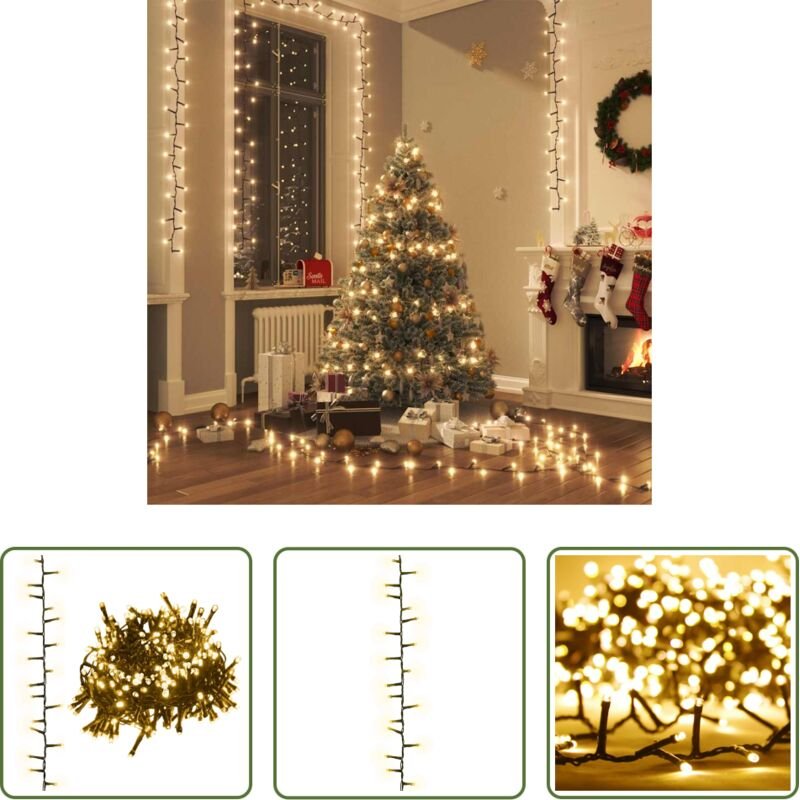 vidaXL Weihnachtsdekoration - LED-Lichterkette mit 1000 LEDs Warmweiß 25 m PVC